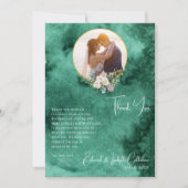 Chique Emerald Groene Kleur Wassen Custom Foto Bru Bedankkaart (Voorkant)