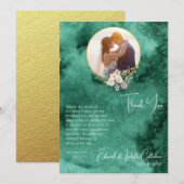 Chique Emerald Groene Kleur Wassen Custom Foto Bru Bedankkaart (Voorkant / Achterkant)