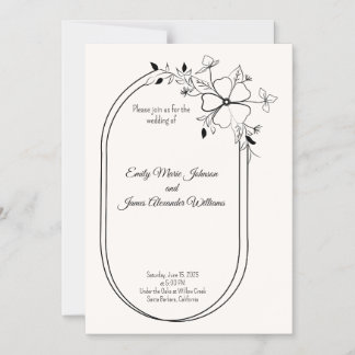 Chique en eenvoudige Black & White bruiloft uitnod Magnetische Uitnodiging