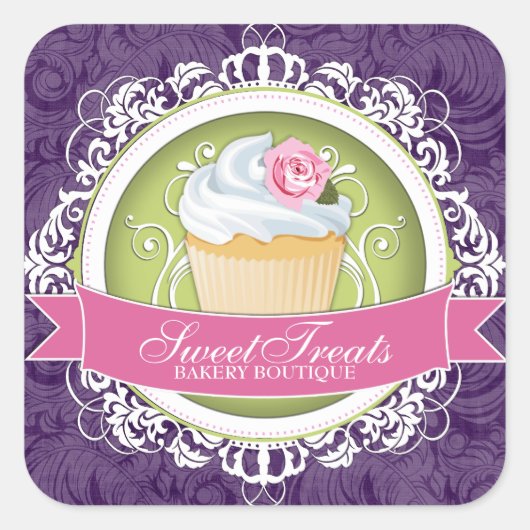 Chique en Elegant Cupcake Box Stickers (Voorkant)
