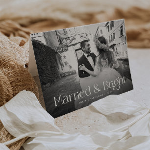 Chique en elegant   Getrouwd met kerst op foto Feestdagen Kaart