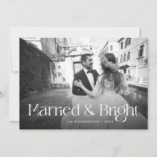Chique en elegant | Getrouwd met kerst op foto Feestdagenkaart (Voorkant)