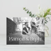 Chique en elegant | Getrouwd met kerst op foto Feestdagenkaart (Staand voorkant)