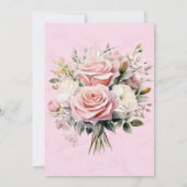 Chique en Elegant Roze Waterverf Rozen Bruiloft Kaart (Achterkant)