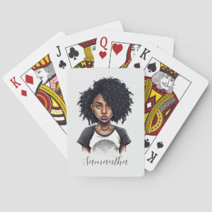Chique en elegante Afro-vrouw Pokerkaarten
