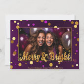 Chique en feestelijke Paarse en gouden Confetti Fo Feestdagenkaart (Voorkant)