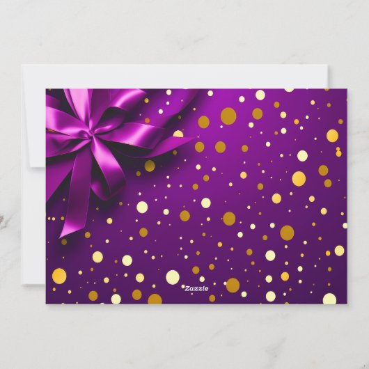 Chique en feestelijke Paarse en gouden Confetti Fo Feestdagenkaart (Achterkant)