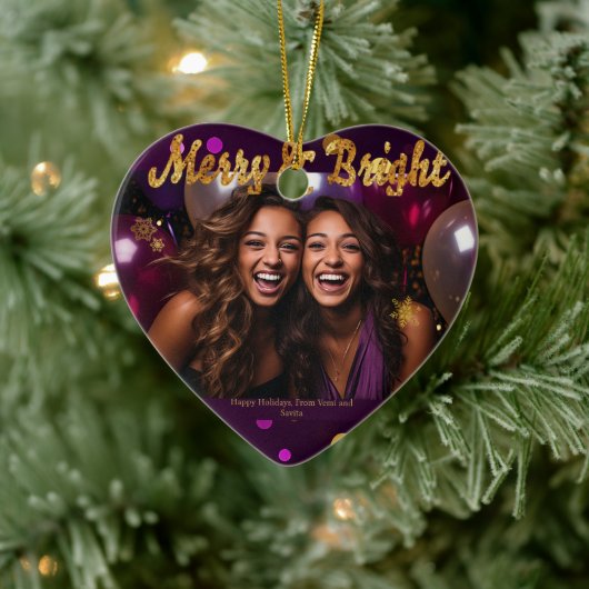 Chique en feestelijke Paarse en gouden Confetti Keramisch Ornament (Boom)