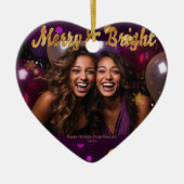 Chique en feestelijke Paarse en gouden Confetti Keramisch Ornament (Voorkant)