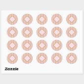Chique en Glam Roze en Gouden Strepen Monogram Ronde Sticker (Vel)