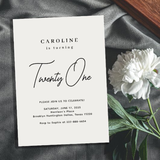 Chique en moderne 21e verjaardag uitnodiging
