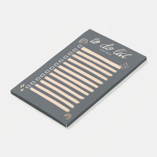 Chique en schetsmatige regenboog en sterren takenl post-it® notes (Schuin)