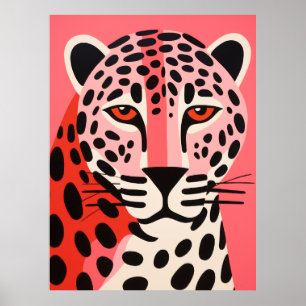 Chique en speels roze & zwart Jaguar Print Poster
