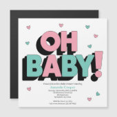 Chique en speelse Baby shower uitnodiging - Oh Bab Magnetische Uitnodiging (Voorkant / Achterkant)