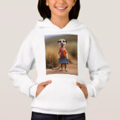 Chique en stijlvol: Meerkat Meisje in rok en jas (Voorkant)