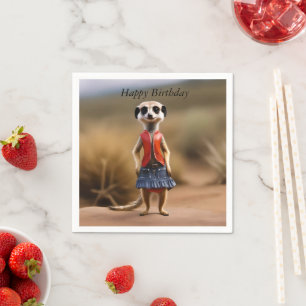 Chique en stijlvol: Meerkat Meisje in rok en jas Servet