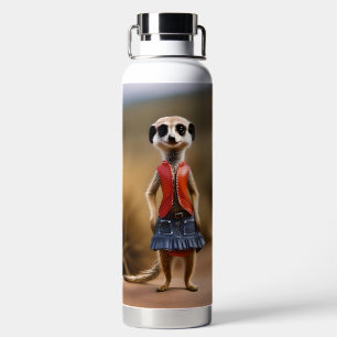 Chique en stijlvol: Meerkat Meisje in rok en jas Waterfles