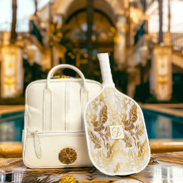 Chique en stijlvol Monogrammed Monstera verguld go Pickleball Paddle