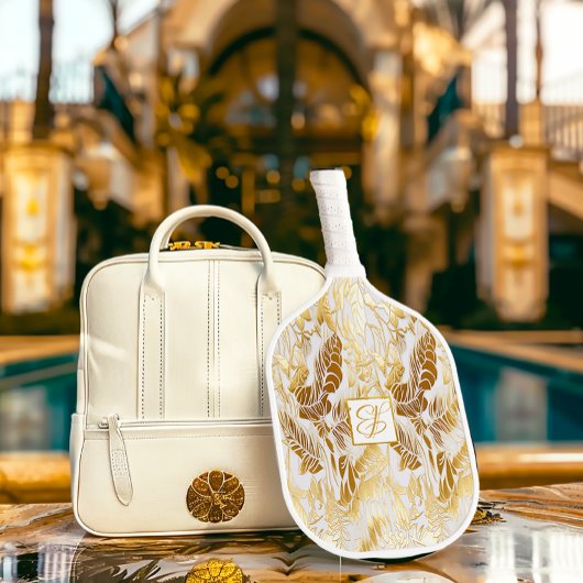 Chique en stijlvol Monogrammed Monstera verguld go Pickleball Paddle