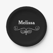 Chique en stijlvol zwart en zilver papieren bordje (Voorkant)