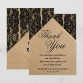 Chique en stijlvol zwart kant, goud en gerecycled  bedankkaart (Voorkant / Achterkant)