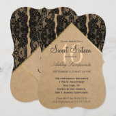 Chique en stijlvol zwart kant, goud en gerecycled  kaart (Voorkant / Achterkant)