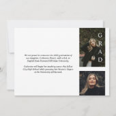 Chique en stijlvolle foto Afstuderen Aankondiging (Achterkant)