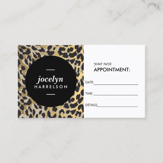 Chique en stijlvolle Gold Leopard Print Afspraak Afsprakenkaartje (Voorkant)