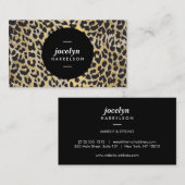Chique en stijlvolle Gold Leopard Print Visitekaar Visitekaartje (Voorkant / Achterkant)