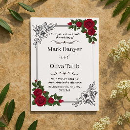 Chique en stijlvolle huwelijksuitnodiging -  kaart