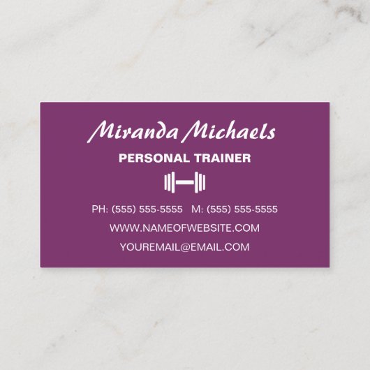 Chique en stijlvolle roze personal fitness trainer visitekaartje (Achterkant)