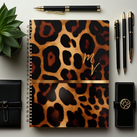 Chique en Trendy Monogrammed Luipaard Print Notitieboek