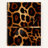 Chique en Trendy Monogrammed Luipaard Print Notitieboek (Voorkant)