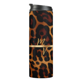 Chique en Trendy Monogrammed Luipaard Print Thermosbeker