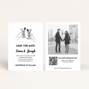 Chique en Whimsical Martini Glazen en Foto Save The Date