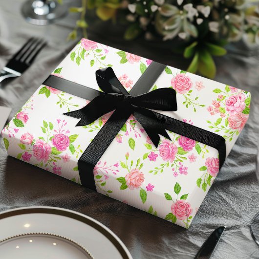 Chique Engels Rozen Waterverf Floral Cadeaupapier