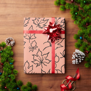 Chique Esdoornblad Omtrek Aangepaste Kleur Cadeau  Cadeaupapier