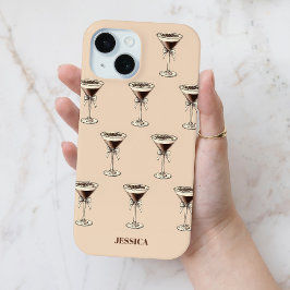 Chique Espresso Boog Patroon Persoonlijke Bruine iPhone 15 Case