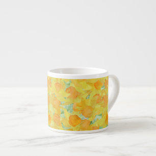 Chique espresso koffie Mok, goudgele narcissen Kop