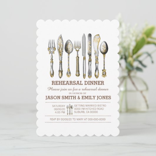 Chique etentje kaart (Staand voorkant)