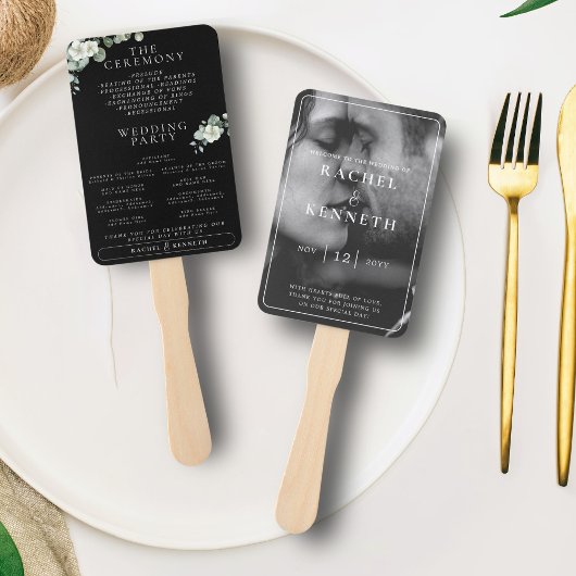 Chique Eucalyptus B & W Foto Huwelijksceremonie Pr Handwaaier