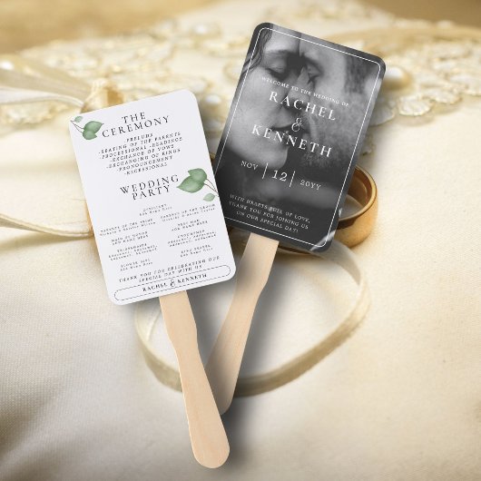 Chique Eucalyptus B & W Foto Huwelijksceremonie Pr Handwaaier