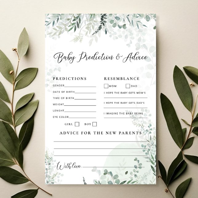 Chique Eucalyptus Baby shower voorspellingen en ad (Creator heeft geüpload)