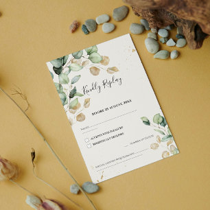 Chique Eucalyptus Bladeren Met Gouden Accenten Tro RSVP Kaartje