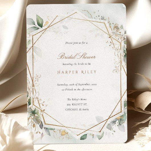 Chique Eucalyptus Faux Gold Glitter Vrijgezellenfe Kaart