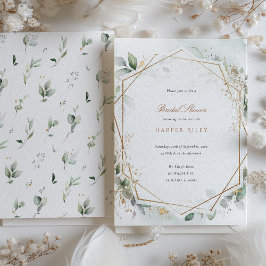 Chique Eucalyptus Faux Gold Glitter Vrijgezellenfe Kaart
