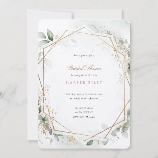 Chique Eucalyptus Faux Gold Glitter Vrijgezellenfe Kaart (Voorkant)