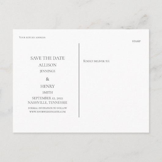 Chique Eucalyptus groen bruiloft Save the Date Aankondigingskaart (Achterkant)