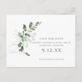Chique Eucalyptus groen bruiloft Save the Date Aankondigingskaart (Voorkant)