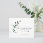 Chique Eucalyptus groen bruiloft Save the Date Aankondigingskaart (Staand voorkant)